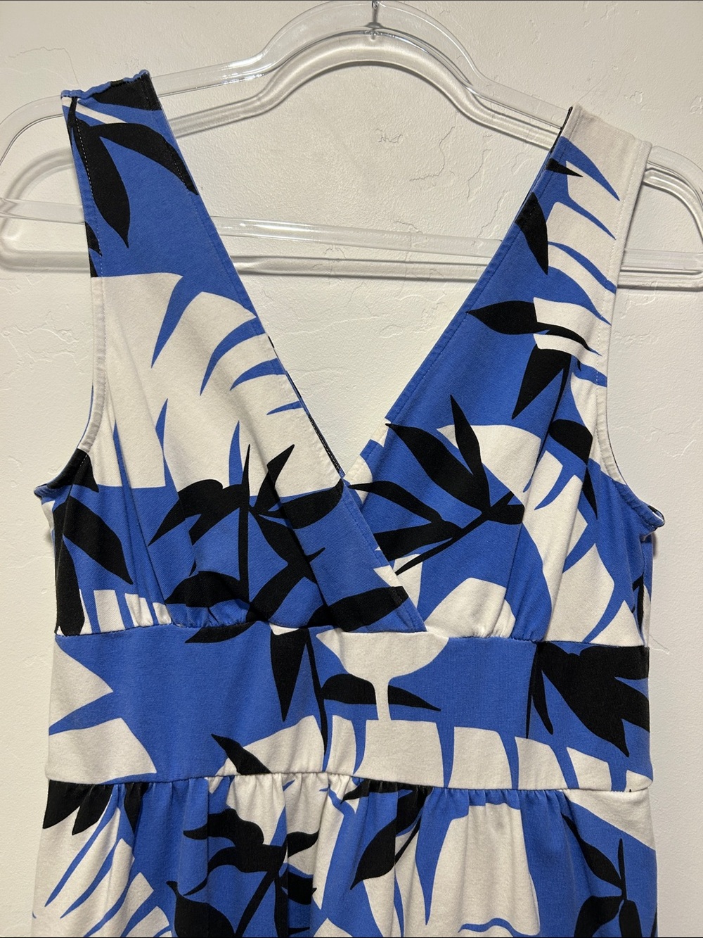 Tommy Bahama Blue Tropical Palm Print Sleeveless Pima Cotton Resort Dress Small - Picture 2 of 6